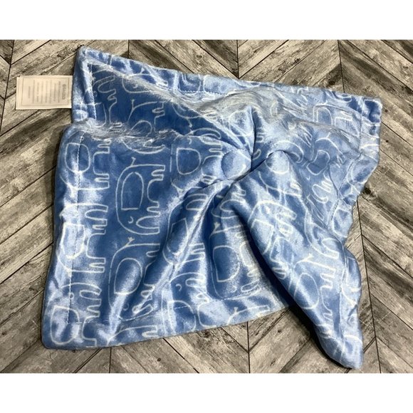 Baby Essentials Elephant Security Blanket Lovey Blue Grey White Elephant Design - Picture 5 of 6